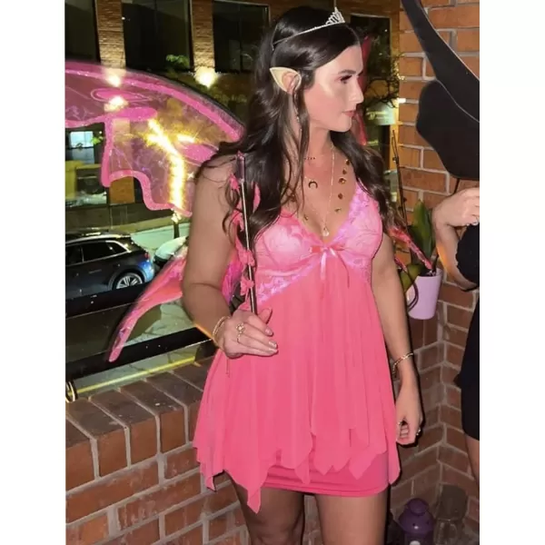 Avidlove Lingerie for Women Lace Babydoll Sleepwear Boudoir Outfits Plus Size Langeray XS5XLNeonpink