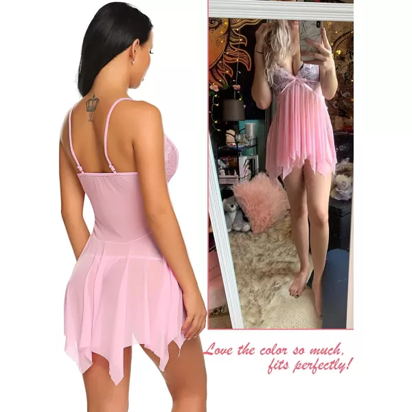 Avidlove Lingerie for Women Lace Babydoll Sleepwear Boudoir Outfits Plus Size Langeray XS5XLPink