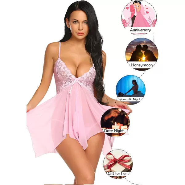 Avidlove Lingerie for Women Lace Babydoll Sleepwear Boudoir Outfits Plus Size Langeray XS5XLPink