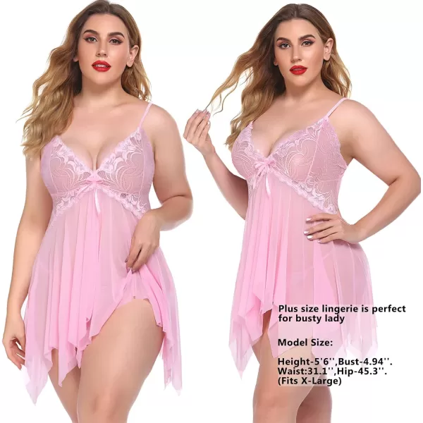 Avidlove Lingerie for Women Lace Babydoll Sleepwear Boudoir Outfits Plus Size Langeray XS5XLPink