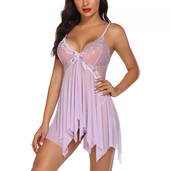 Avidlove Lingerie for Women Lace Babydoll Sleepwear Boudoir Outfits Plus Size Langeray XS5XLPink Purple