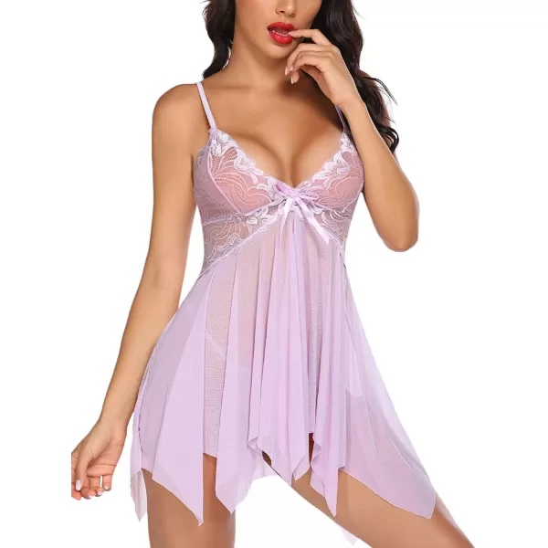 Avidlove Lingerie for Women Lace Babydoll Sleepwear Boudoir Outfits Plus Size Langeray XS5XLPink Purple