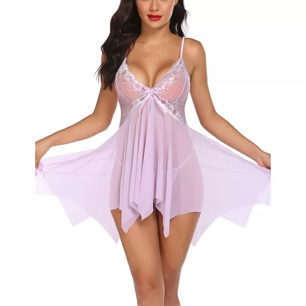 Avidlove Lingerie for Women Lace Babydoll Sleepwear Boudoir Outfits Plus Size Langeray XS5XLPink Purple