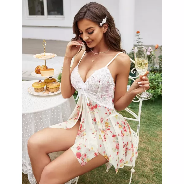 Avidlove Lingerie for Women Lace Babydoll Sleepwear Boudoir Outfits Plus Size Langeray XS5XLRose Print