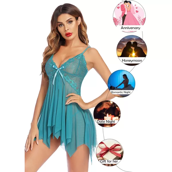 Avidlove Lingerie for Women Lace Babydoll Sleepwear Boudoir Outfits Plus Size Langeray XS5XLTeal