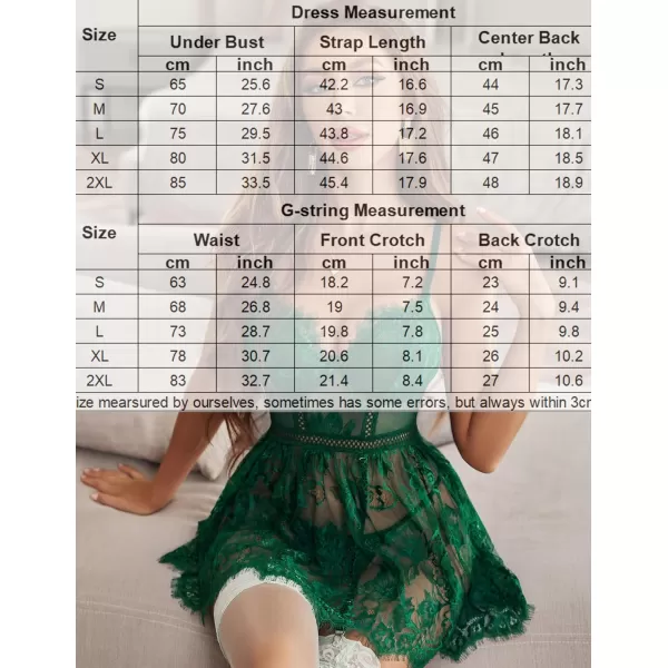 Avidlove Lingerie for Women Lace babydoll Sleepwear with Garter Belt Slip Dress SXXLLake Green