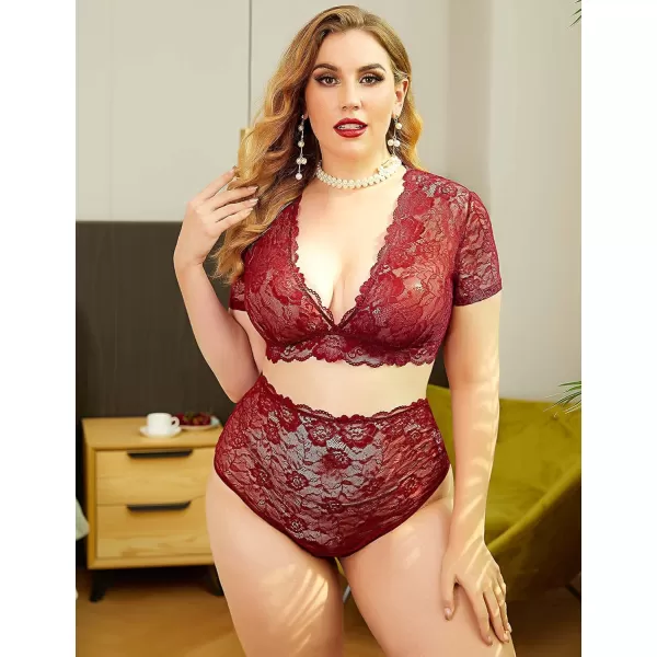 Avidlove Lingerie for Women Plus Size High Waist Panty Sexy 2 Piece Lingerie Set Lace UnderwearAvidlove Lingerie for Women Plus Size High Waist Panty Sexy 2 Piece Lingerie Set Lace Underwear