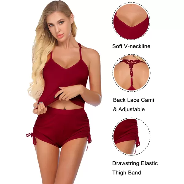 Avidlove Lingerie for Women Sexy Ultra Soft Pajamas Cami Shorts 2 Piece PJ Sets Sleepwear Wine Red XXLargeAvidlove Lingerie for Women Sexy Ultra Soft Pajamas Cami Shorts 2 Piece PJ Sets Sleepwear Wine Red XXLarge