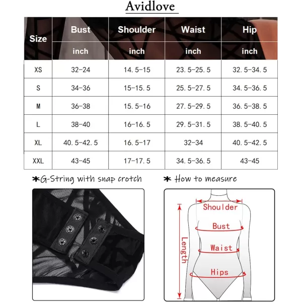 Avidlove Long Sleeve Bodysuit for Women Turtleneck Sheer Mesh Bodysuit Geo Print LeotardsLong Sleeve Black