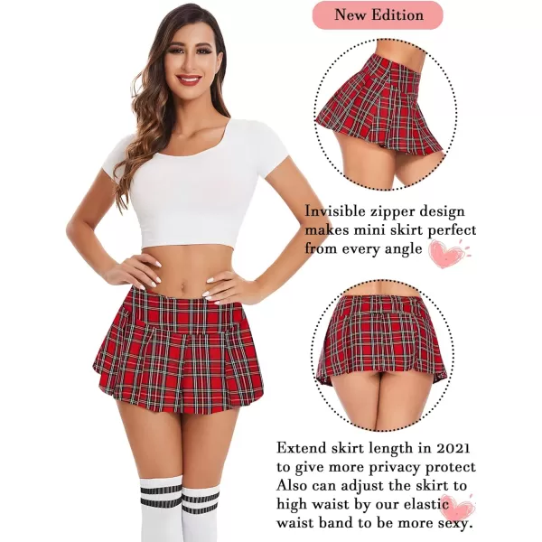 Avidlove Mini Pleated Skirts for Women Mini Plaid Skirt XSXXLArednew Edition