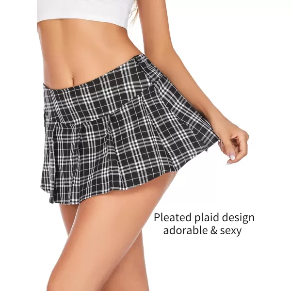 Avidlove Mini Pleated Skirts for Women Mini Plaid Skirt XSXXLBlack