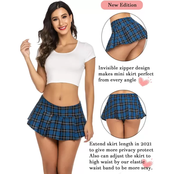 Avidlove Mini Pleated Skirts for Women Mini Plaid Skirt XSXXLBlue