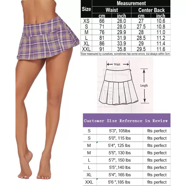 Avidlove Mini Pleated Skirts for Women Mini Plaid Skirt XSXXLPurple