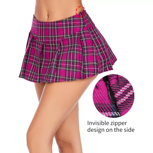 Avidlove Mini Pleated Skirts for Women Mini Plaid Skirt XSXXLRose Red