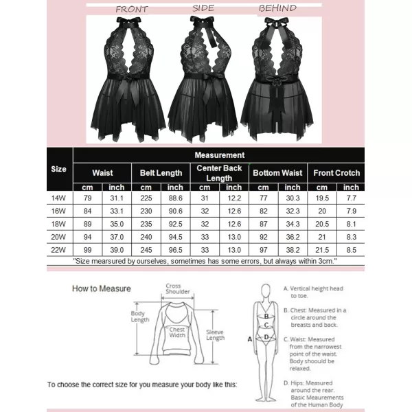 Avidlove Plus Size Babydoll for Women High Waist Teddy Chemise Floral Lace Lingerie1black