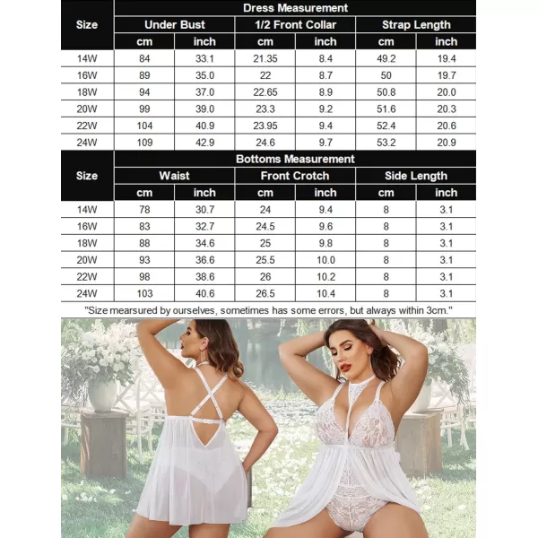 Avidlove Plus Size Lingerie For Women Lace Babydoll Mesh Choker Sleepwear L5XL1white