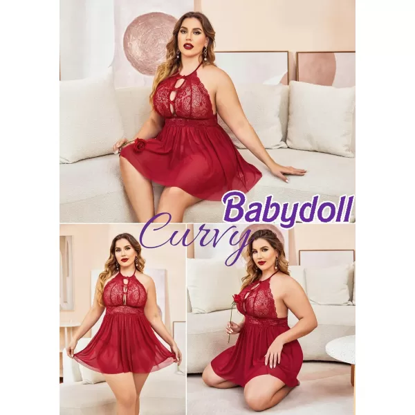 Avidlove Plus Size Lingerie For Women Lace Babydoll Strap Chemise Halter Neck Mesh Sleepwear BandageAvidlove Plus Size Lingerie For Women Lace Babydoll Strap Chemise Halter Neck Mesh Sleepwear Bandage