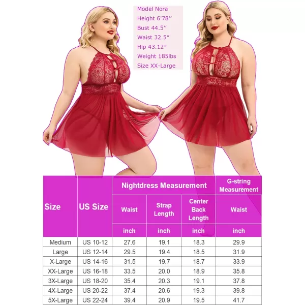 Avidlove Plus Size Lingerie For Women Lace Babydoll Strap Chemise Halter Neck Mesh Sleepwear BandageAvidlove Plus Size Lingerie For Women Lace Babydoll Strap Chemise Halter Neck Mesh Sleepwear Bandage