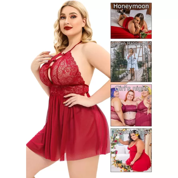 Avidlove Plus Size Lingerie For Women Lace Babydoll Strap Chemise Halter Neck Mesh Sleepwear BandageAvidlove Plus Size Lingerie For Women Lace Babydoll Strap Chemise Halter Neck Mesh Sleepwear Bandage