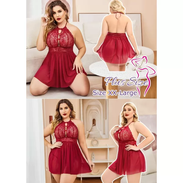 Avidlove Plus Size Lingerie For Women Lace Babydoll Strap Chemise Halter Neck Mesh Sleepwear BandageAvidlove Plus Size Lingerie For Women Lace Babydoll Strap Chemise Halter Neck Mesh Sleepwear Bandage