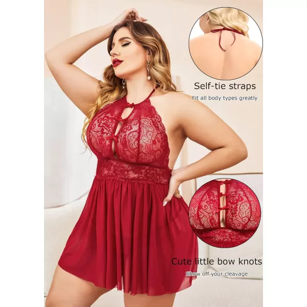 Avidlove Plus Size Lingerie For Women Lace Babydoll Strap Chemise Halter Neck Mesh Sleepwear BandageAvidlove Plus Size Lingerie For Women Lace Babydoll Strap Chemise Halter Neck Mesh Sleepwear Bandage