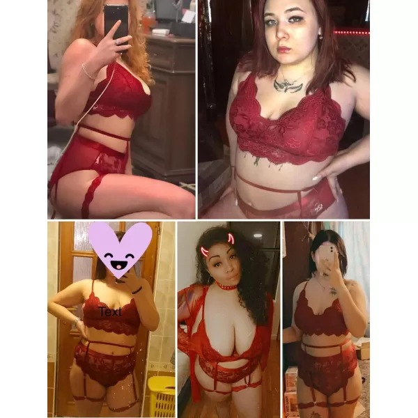 Avidlove Plus Size Lingerie for Women Floral Lace Scallop Trim Bra High Waist Panties Set Garter Lingerie SetWine Red