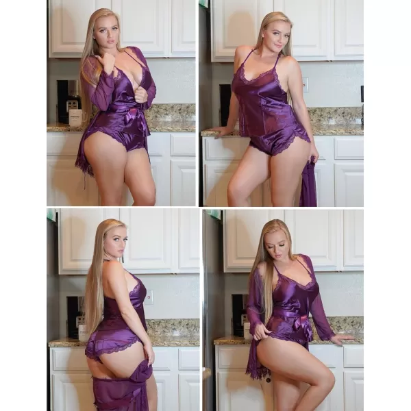 Avidlove Satin Pajamas Set Sleepwear Womens Sexy Lingerie Cami Shorts Set Nightwear SXXLPurple