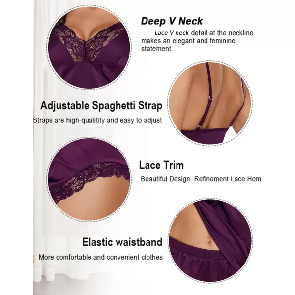 Avidlove Satin Pajamas Set Womens Lace Sleepwear Sexy Lingerie Cami Shorts Set SXXLPurple