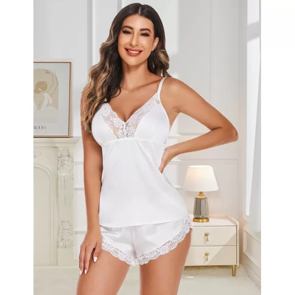 Avidlove Satin Pajamas Set Womens Lace Sleepwear Sexy Lingerie Cami Shorts Set SXXLWhite