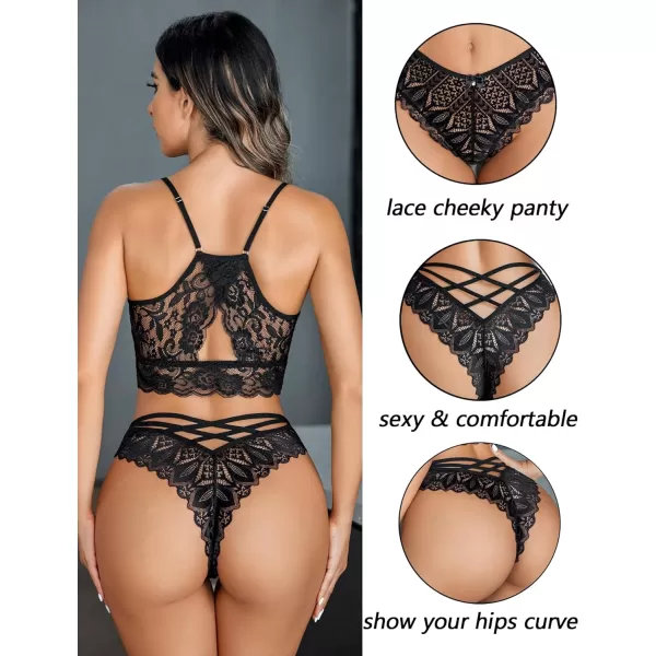 Avidlove Sexy Cheeky Panties for Women Lace Criss Cross Bikini Underwear 14 PackBlack