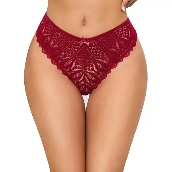 Avidlove Sexy Cheeky Panties for Women Lace Criss Cross Bikini Underwear 14 PackBurgundy