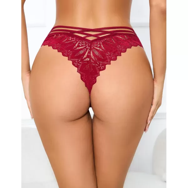 Avidlove Sexy Cheeky Panties for Women Lace Criss Cross Bikini Underwear 14 PackBurgundy