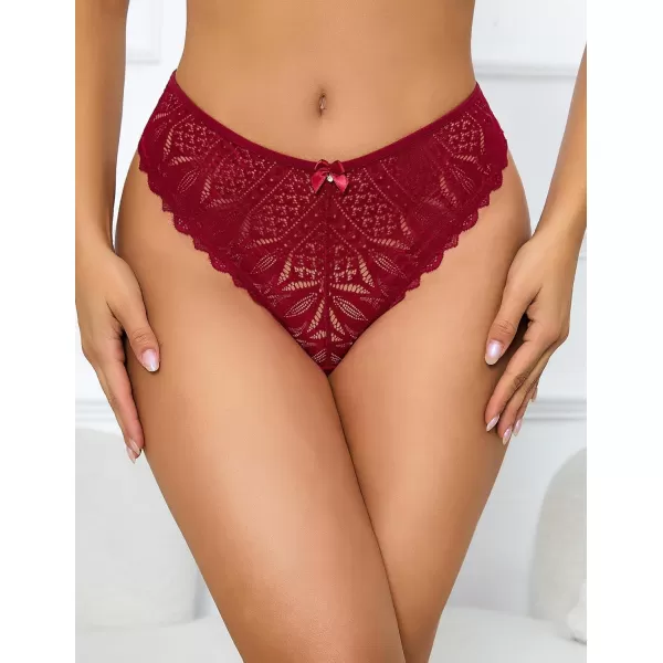 Avidlove Sexy Cheeky Panties for Women Lace Criss Cross Bikini Underwear 14 PackBurgundy