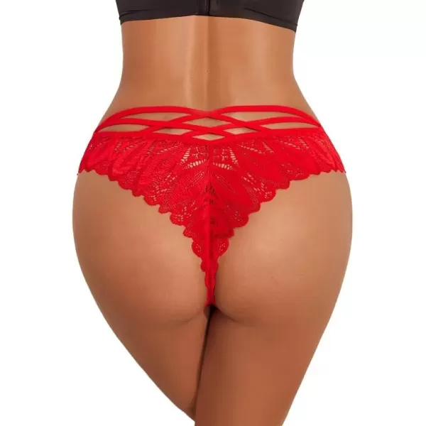 Avidlove Sexy Cheeky Panties for Women Lace Criss Cross Bikini Underwear 14 PackRed