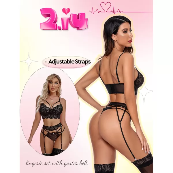 Avidlove Sexy Lingerie Set for Women Lace Bra and Panty with Garter Belts Black MediumAvidlove Sexy Lingerie Set for Women Lace Bra and Panty with Garter Belts Black Medium