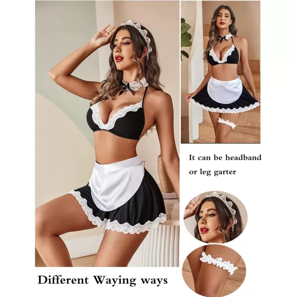 Avidlove Sexy Maid Lingerie for Women Roleplay Lingerie Cosplay Lingerie Set Sexy Christmas CostumesBlack