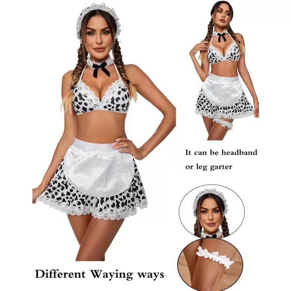 Avidlove Sexy Maid Lingerie for Women Roleplay Lingerie Cosplay Lingerie Set Sexy Christmas CostumesCow Print