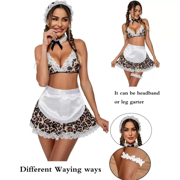 Avidlove Sexy Maid Lingerie for Women Roleplay Lingerie Cosplay Lingerie Set Sexy Christmas CostumesLeopard