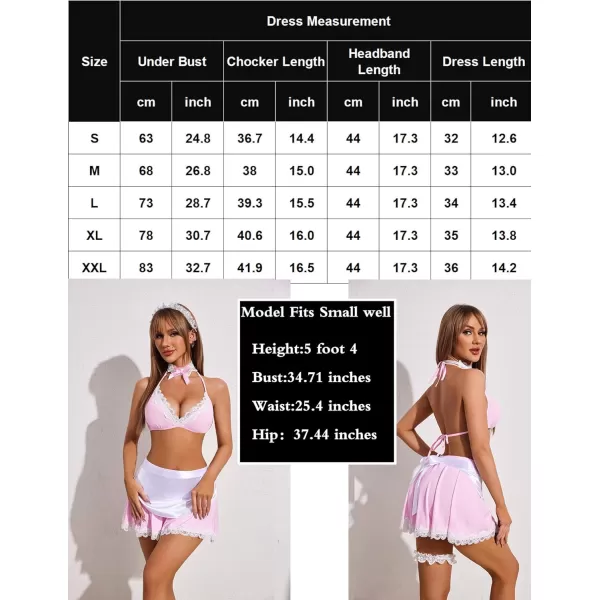 Avidlove Sexy Maid Lingerie for Women Roleplay Lingerie Cosplay Lingerie Set Sexy Christmas CostumesPink