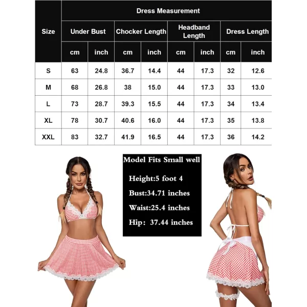 Avidlove Sexy Maid Lingerie for Women Roleplay Lingerie Cosplay Lingerie Set Sexy Christmas CostumesPink Plaid