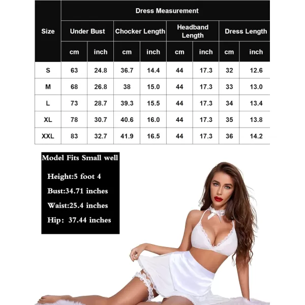 Avidlove Sexy Maid Lingerie for Women Roleplay Lingerie Cosplay Lingerie Set Sexy Christmas CostumesPure White