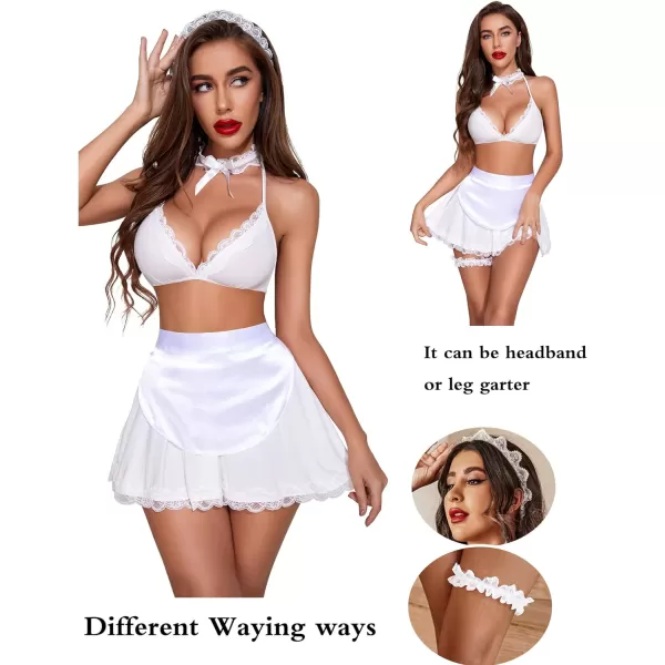 Avidlove Sexy Maid Lingerie for Women Roleplay Lingerie Cosplay Lingerie Set Sexy Christmas CostumesPure White