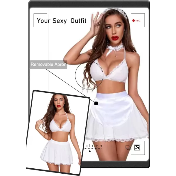 Avidlove Sexy Maid Lingerie for Women Roleplay Lingerie Cosplay Lingerie Set Sexy Christmas CostumesPure White