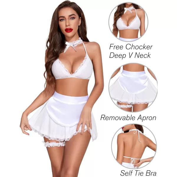 Avidlove Sexy Maid Lingerie for Women Roleplay Lingerie Cosplay Lingerie Set Sexy Christmas CostumesPure White