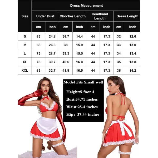 Avidlove Sexy Maid Lingerie for Women Roleplay Lingerie Cosplay Lingerie Set Sexy Christmas CostumesRed