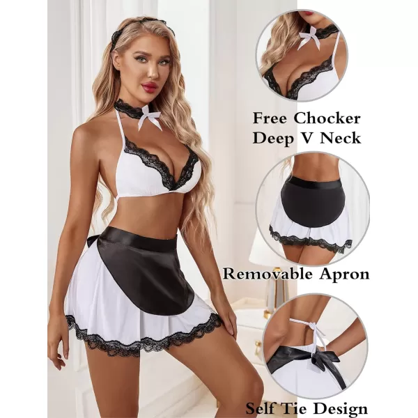 Avidlove Sexy Maid Lingerie for Women Roleplay Lingerie Cosplay Lingerie Set Sexy Christmas CostumesWhite