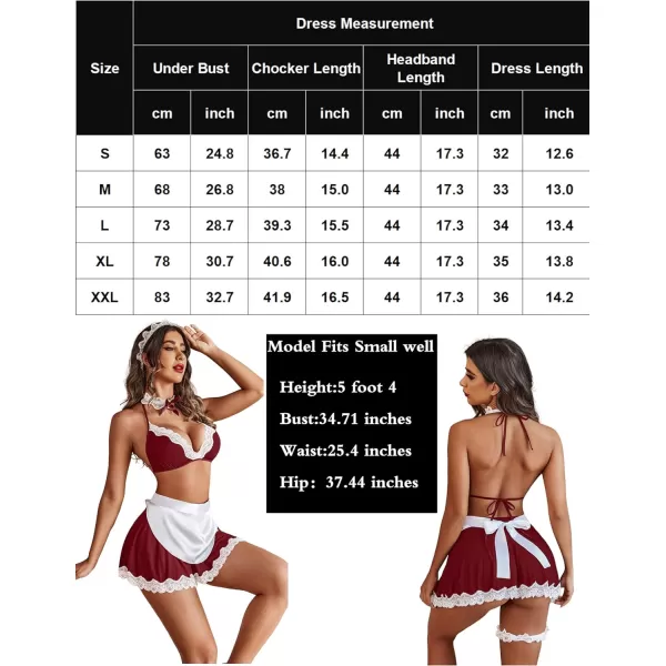 Avidlove Sexy Maid Lingerie for Women Roleplay Lingerie Cosplay Lingerie Set Sexy Christmas CostumesWine Red