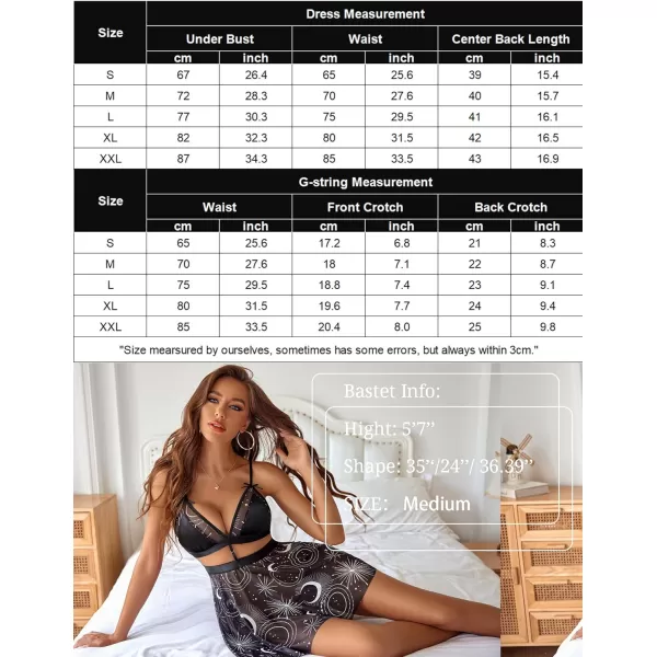 Avidlove Sexy Nightdress for Women Lace Babydoll Mesh Nightgown V Neck Teddy Open Back LingerieStar Moon