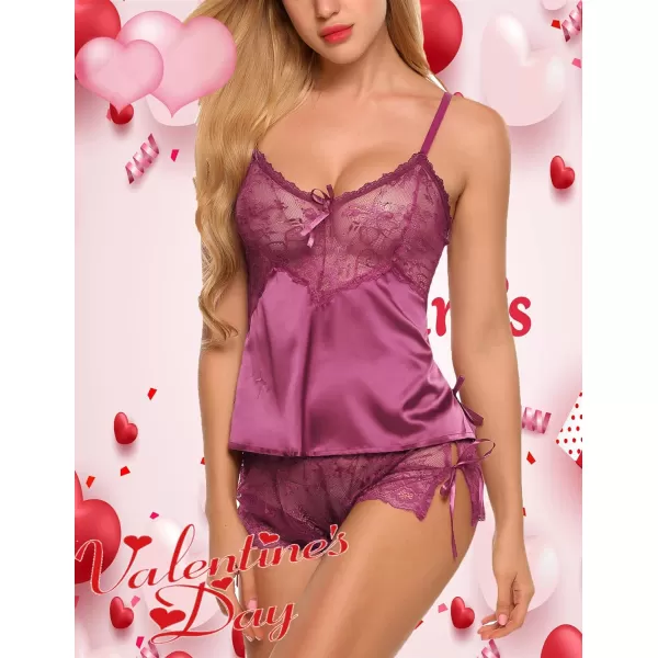 Avidlove Sexy Pajama Set for Women Lace Cami and Shorts Two Piece Satin LingerieRosey Pink Go Up a Size