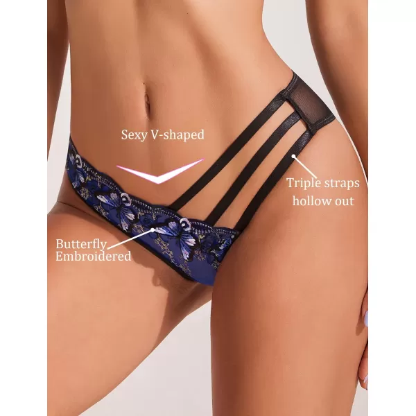 Avidlove Sexy Panties for Women Butterfly Embroidered Underwear Mesh Panties PackPink and Blue2 Pack